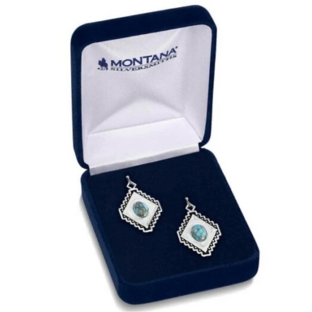 Montana Silversmiths, Diamond of the West Turquoise Earrings - Picture 3 of 9